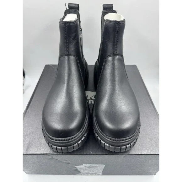 Sorel Women’s Boots ONA AVE Chelsea Chunky Boot Waterproof Sz 9 Black/Black New - Picture 3 of 16
